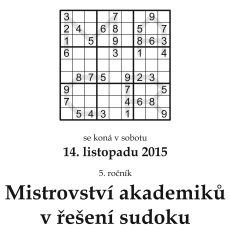 Mistrovství akademiků ČR 2015 v sudoku se může zúčastnit kdokoli