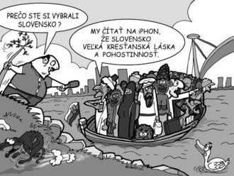 KARIKATÚRA Oklamaní utečenci si vybrali Slovensko