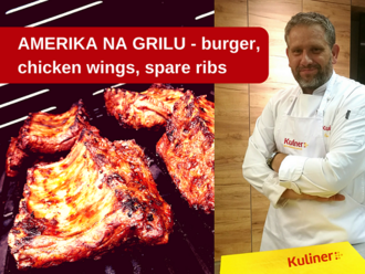 Amerika na grilu - burger, chicken wings, spare ribs