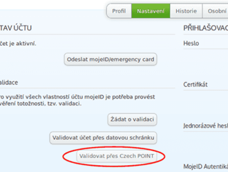   Účet na mojeID lze po datovkách nově zdarma ověřit přes Czech POINT