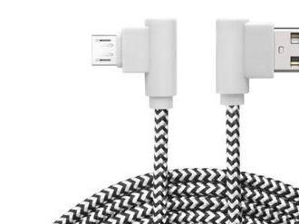 Dátový kábel - MicroUSB čierny / biely- 2 m pre iPhone a iPad, pohodlné používanie i pri hraní.