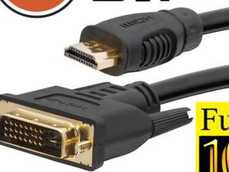 DVI-D / HDMI kábel • 5m pozlátený. Profesionálny kábel s konektormi HDMI a DVI.