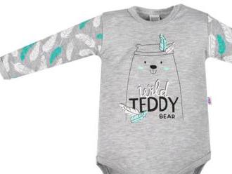 Dojčenské body s dlhým rukávom New Baby Wild Teddy.