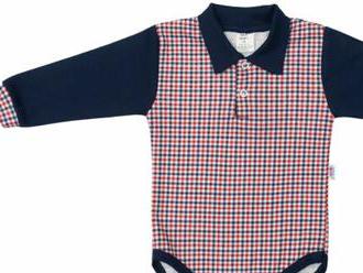 Dojčenské celorozopínacie Polo body New Baby Checkered sivé.