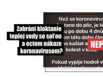 Kloktanie vody so soľou či octom proti novému koronavírusu nepomôže