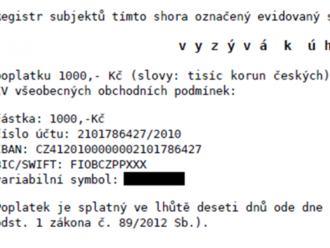   Pozor na trik: Registr Ekonomických Subjektů ČR chce v datové zprávě peníze za zápis