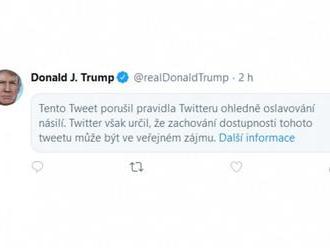   Twitter zasáhl proti dalšímu tweetu Donalda Trumpa. Kvůli glorifikaci násilí