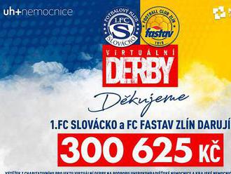 Virtuální derby mezi Zlínem a Slováckem vyneslo nemocnicím přes tři sta tisíc