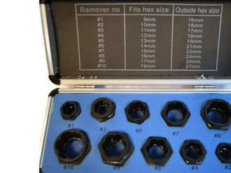 Black Sada nadstavcov pre demontáž strhnutých hláv matíc 10 ks z odolnej chróm-molybdénovej ocele.