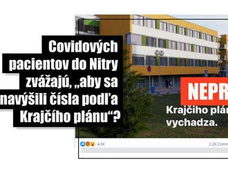 Tvrdenia o účelovom zvážaní pacientov do nemocnice v Nitre sú nepravdivé