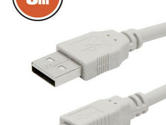 Sivý USB kábel 2.0 v dĺžke 3,0 m A zástrčka - B zástrčka.