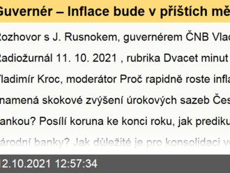 Guvernér – Inflace bude v příštích měsících kulminovat