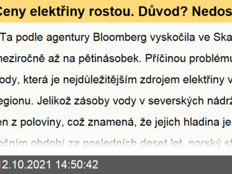 Ceny elektřiny rostou. Důvod? Nedostatek vody