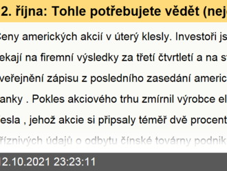 12. října: Tohle potřebujete vědět   o úterním obchodování v USA