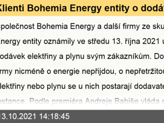 Klienti Bohemia Energy entity o dodávky elektřiny a plynu nepřijdou, převezmou je tzv. dodavatelé poslední instance