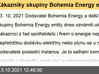 Zákazníky skupiny Bohemia Energy entity přebírají dodavatelé poslední instance  