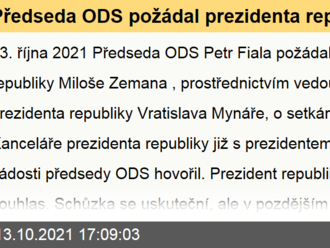 Předseda ODS požádal prezidenta republiky Miloše Zemana o setkání