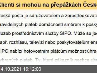 Klienti si mohou na přepážkách České pošty jednorázově změnit platby služby SIPO