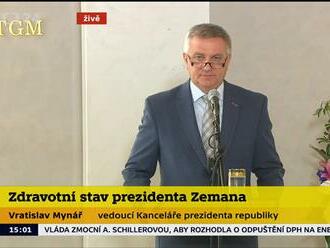 Vyjádření vedoucího prezidentské kanceláře ke zdravotnímu stavu Miloše Zemana.