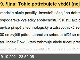 19. října: Tohle potřebujete vědět   o úterním obchodování v USA