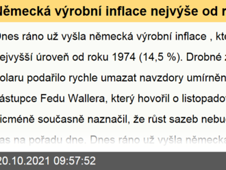 Německá výrobní inflace nejvýše od roku 1974