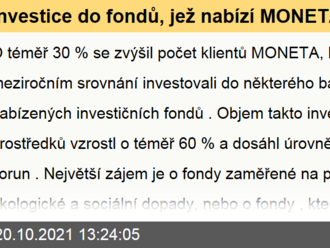 Investice do fondů, jež nabízí MONETA, dosáhly rekordní hodnoty 25 miliard korun