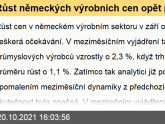 Růst německých výrobních cen opět překonal očekávání  