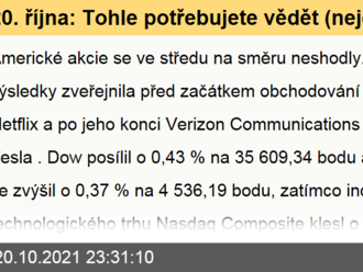 20. října: Tohle potřebujete vědět   o středečním obchodování v USA