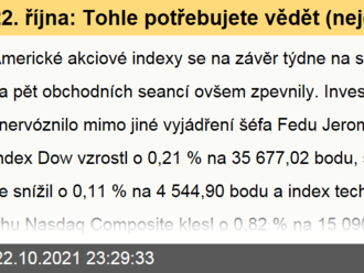 22. října: Tohle potřebujete vědět   o pátečním obchodování v USA