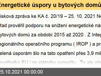 Energetické úspory u bytových domů jsou stále minimální. Stát na ně rozdělil jen třetinu plánovaných peněz