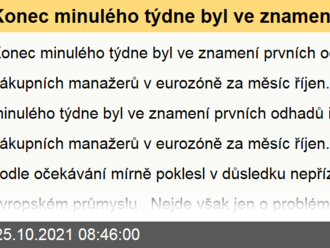 Konec minulého týdne byl ve znamení prvních odhadů indexů nákupních manažerů v eurozóně za měsíc říjen. - Ranní glosa: Do nového čtvrtletí vstupuje evropská ekonomika v horší kondici