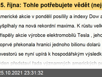 25. října: Tohle potřebujete vědět   o pondělním obchodování v USA