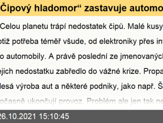 „Čipový hladomor“ zastavuje automobilky. Návrat do normálu se čeká až v r. 2023.