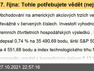 27. října: Tohle potřebujete vědět   o středečním obchodování v USA