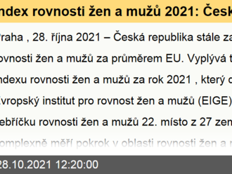 Index rovnosti žen a mužů 2021: Česko má v rovnosti žen a mužů stále co zlepšovat