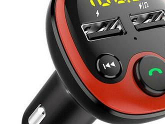 Bluetooth FM transmitter so slotom USB a na MicroSD kartu, s funkciou handsfree.