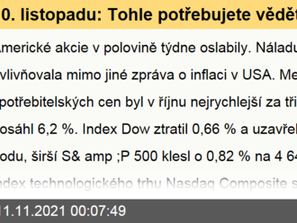 10. listopadu: Tohle potřebujete vědět   o středečním obchodování v USA