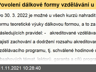 Povolení dálkové formy vzdělávání u  rekvalifikačních a ostatních vzdělávacích kurzů