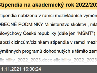 Stipendia na akademický rok 2022/2023