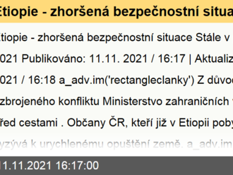 Etiopie - zhoršená bezpečnostní situace