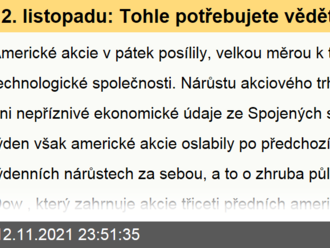 12. listopadu: Tohle potřebujete vědět   o pátečním obchodování v USA