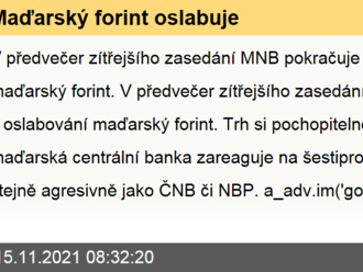 Maďarský forint oslabuje