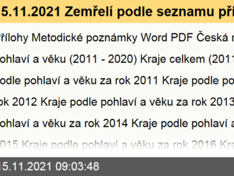 15.11.2021 Zemřelí podle seznamu příčin smrti, pohlaví a věku v ČR, krajích a okresech - 2011–2020