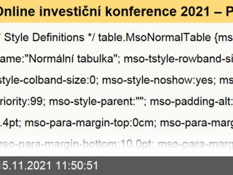 Online investiční konference 2021 – Program živého vysílání