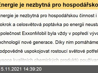 Energie je nezbytná pro hospodářskou činnost i společenský pokrok