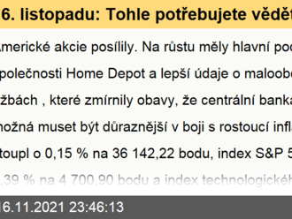 16. listopadu: Tohle potřebujete vědět   o čtvrtečním obchodování v USA