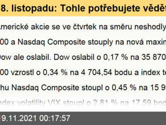 18. listopadu: Tohle potřebujete vědět   o čtvrtečním obchodování v USA