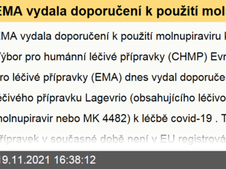 EMA vydala doporučení k použití molnupiraviru k léčbě covid-19