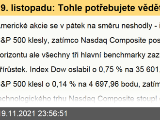 19. listopadu: Tohle potřebujete vědět   o pátečním obchodování v USA