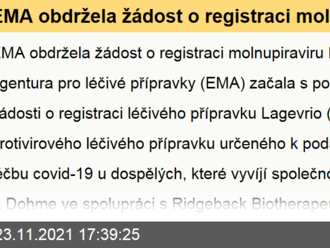 EMA obdržela žádost o registraci molnupiraviru - protivirového léčivého přípravku určeného k podání ústy pro léčbu covid-19 u dospělých